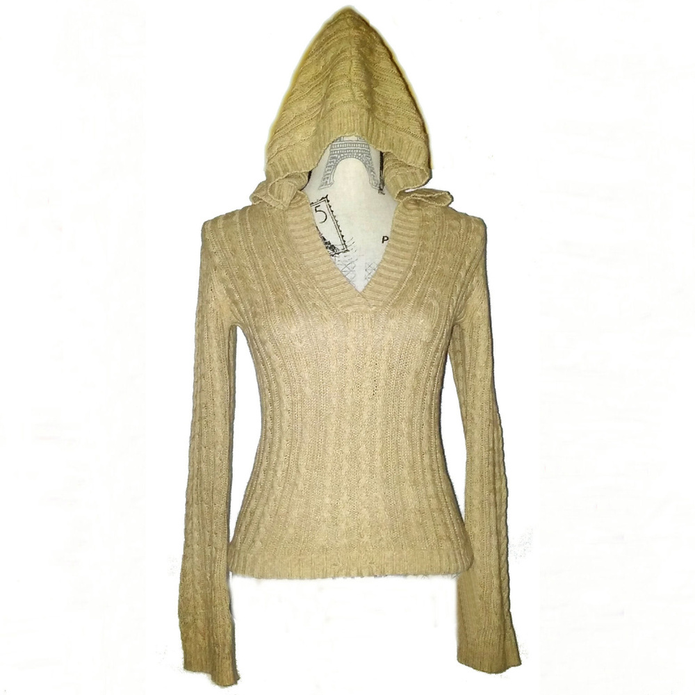 AEROPOSTALE CABLE KNIT HOODIE SWEATER ~ SIZE S